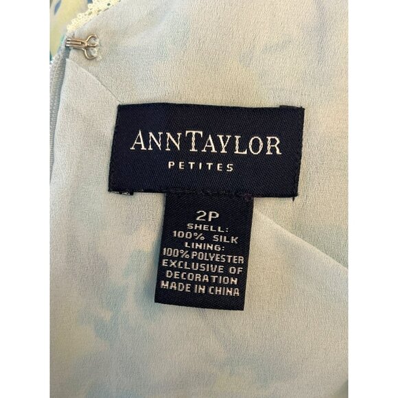 Y2K Vintage Ann Taylor Yellow Blue Silk Baby Doll Floral Slip Dress 2P Coachella - Picture 5 of 8